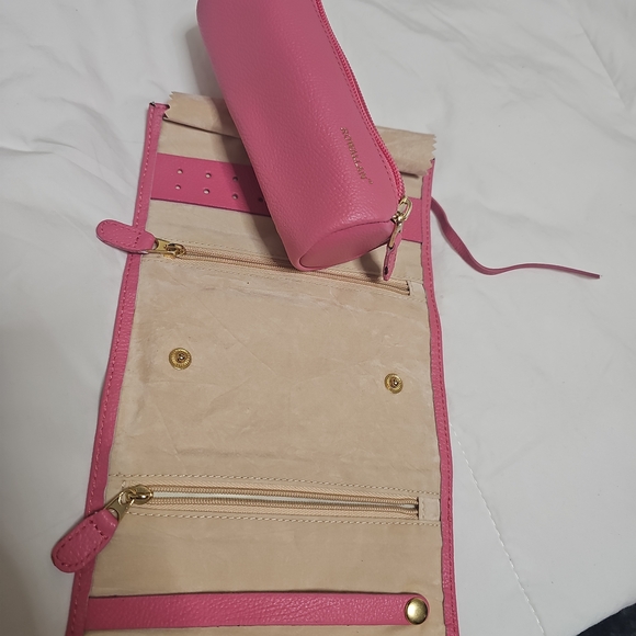 Rowallan Leather Jewelry Travel Organizer Roll Ring Earring Holder Zip Pouch Pin - Picture 6 of 6